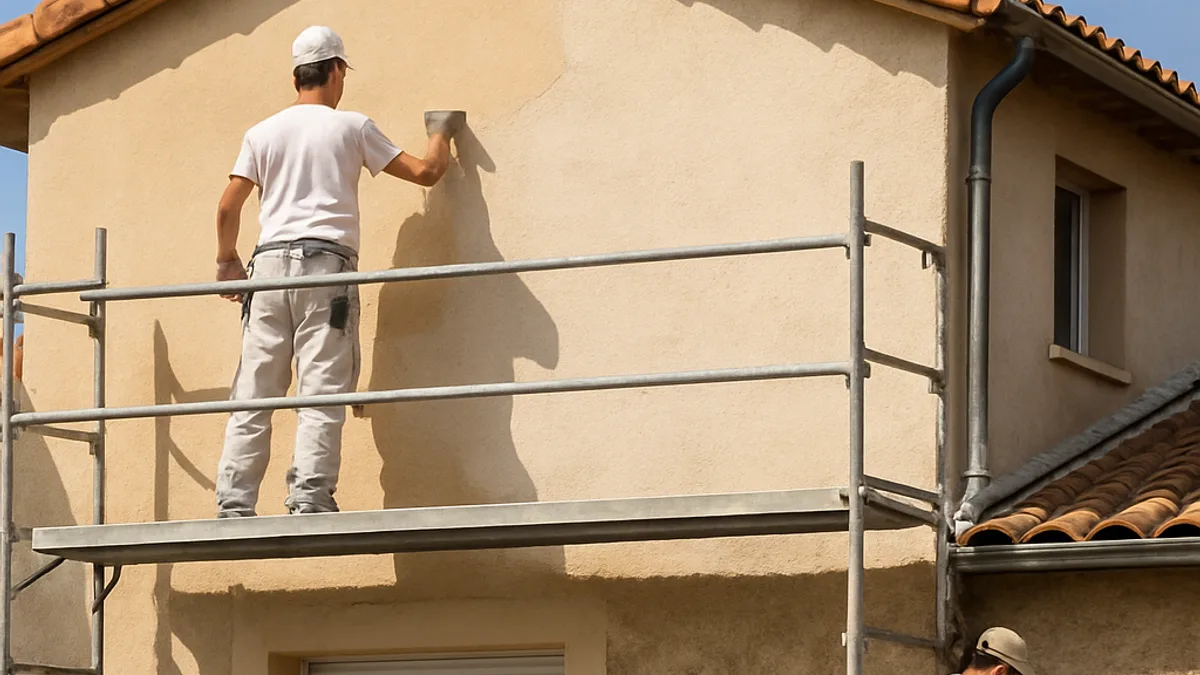 Ravalement de façade d'une maison dans l'Hérault